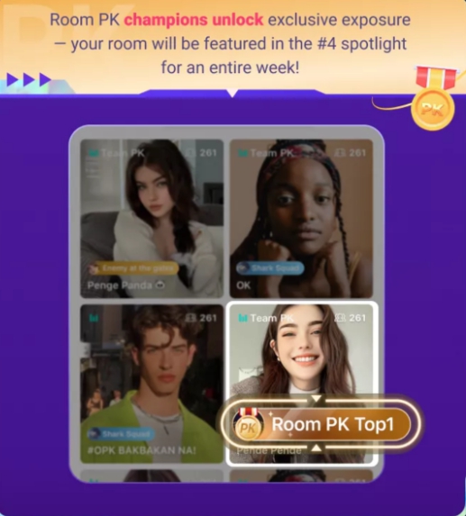 Room PK champions unlock exclusive #4 spotlight exposure